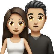 White couple with brown hair girl with black hair sticker
