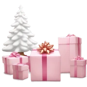 Light pink Christmas gifts under a white Christmas tree  sticker