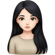 black long hair girl with soft makeup sticker