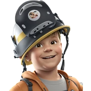 smiling boy in helmet sticker