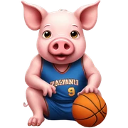 Pig with basketball  sticker