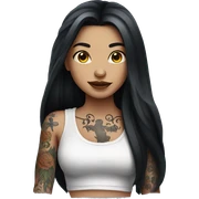 Tattooed girl with long dark hair sticker