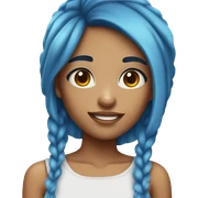 A girl with blue hair and brown eyes sticker