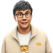 male with glasses in shop sticker