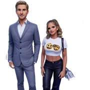 group fashion pose with navel sticker