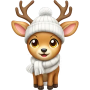 Cute shy deer with winter hat sticker