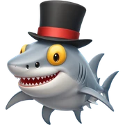 Shark with a top hat sticker