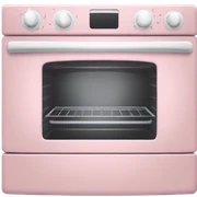 light pink oven with white buttons sticker