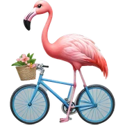 flamingo riding a bicycle sticker