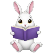 Bunny reading a book sticker