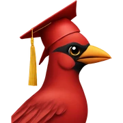 Cardinal with a graduation cap sticker
