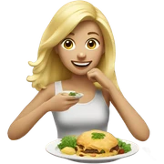 Blonde girl eating  sticker