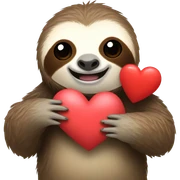Sloth holding heart sticker