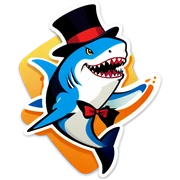 Shark with a top hat sticker