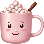 Light Pink mug of hot chocolate with marshmallows  sticker