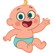 soft pastel cartoon baby in calArts 2010s style sticker