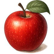 red apple with a leaf, detailed and vibrant general style illustration sticker