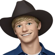 smiling boy in blue shirt sticker