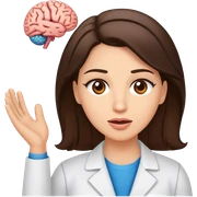 brunette counselor talking about brain sticker