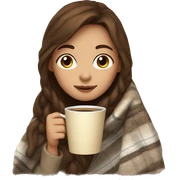 Brown hair Girl drinking coffee, with a cozy blanket sticker