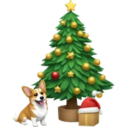 Christmas tree with corgi in front sticker