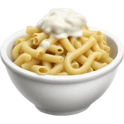 pasta in a bowl with white sauce on top sticker