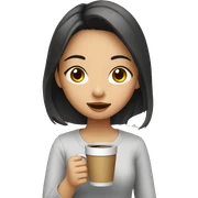 asian girl drinking coffee sticker