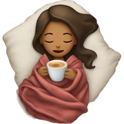 girl inside a blanket sipping coffee eyes closed sticker