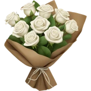 white roses bouquet in brown paper sticker
