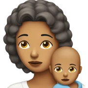 Sad mother with her baby sticker
