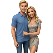 happy couple in casual attire sticker