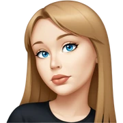 female, wearing black tshirt, long dark-blonde hair with thin bangs sticker