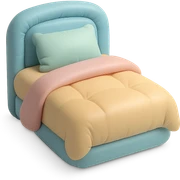 soft cushion style illustration of a bed, pastel colors sticker