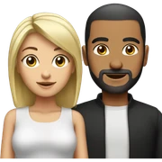 Arab man with black buzz cut hair, and blonde hair girl sticker