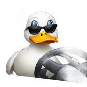Duck riding a car sticker