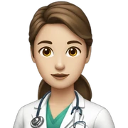 Girl white skin brown hair brown eyes doctor sticker