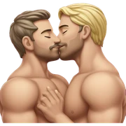 Caucasian Muscular gay men kissing wearing bikini sticker