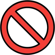 Red prohibition symbol, forbidden sign with diagonal line sticker