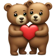Two bears holding a heart sticker