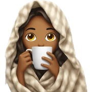 girl inside a blanket sipping coffee eyes closed sticker