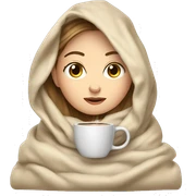 white girl inside a blanket sipping coffee eyes closed sticker