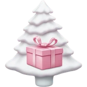 Light pink Christmas gifts under a white Christmas tree  sticker