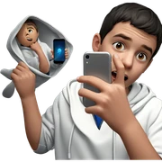 boy in hoodie with phone sticker
