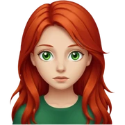 girl with red long hair and green eyes  sticker