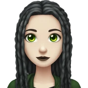 Gothic girl, pale skin, green eyes, dark dread-locks, eyeliner, deer antlers  sticker