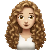 white girl with long brown curly hair sticker