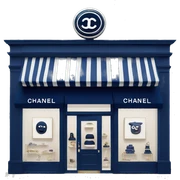 Navy blue Chanel store sticker