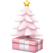 Light pink Christmas gifts under a white Christmas tree  sticker