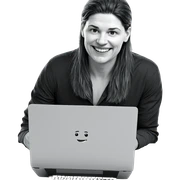 smiling boy with laptop grayscale sticker