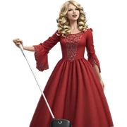 blonde girl in red dress sticker